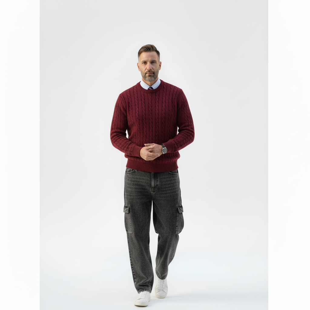 Cable Knit Crew Neck Sweater – Alter Ego