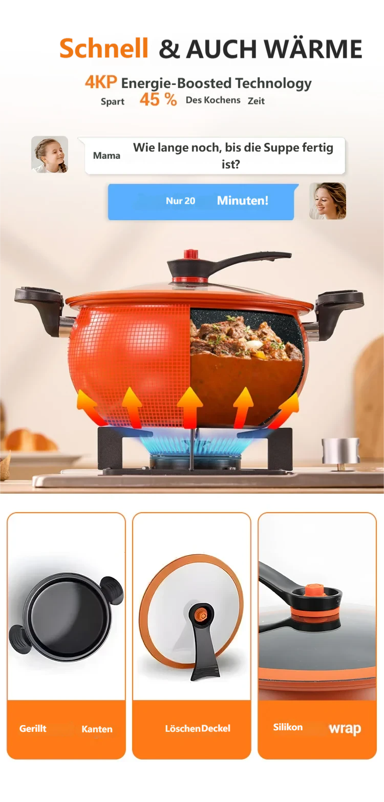 ✨ Multifunktionaler Schnellkochtopf mit großem Fassungsvermögen und Antihaftbeschichtung – 10-in-1-Technologie mit 8 Druckstufen für gesundes und schnelles Kochen 🍲⚡