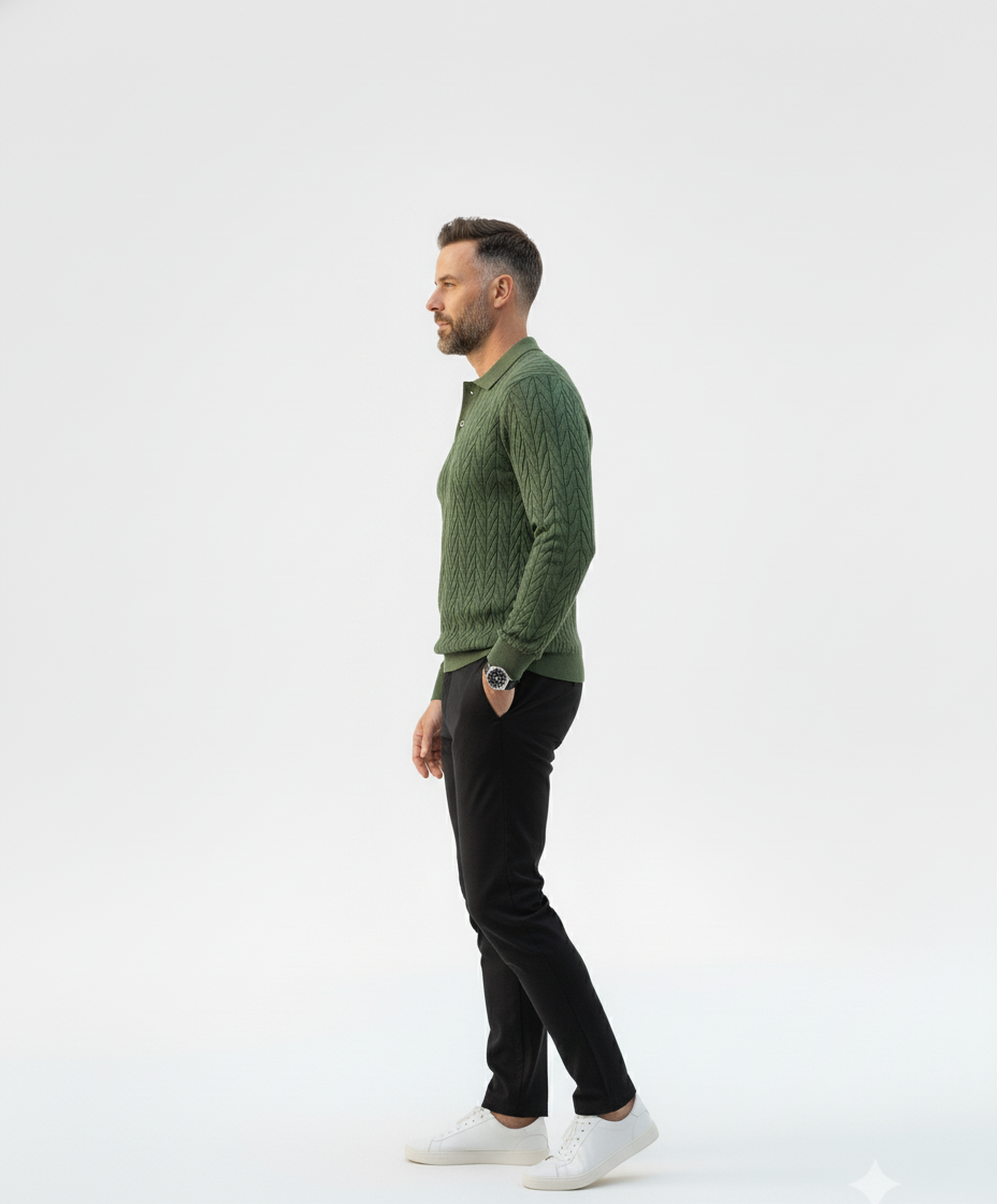 Green Buttoned Knit Polo – Alter Ego