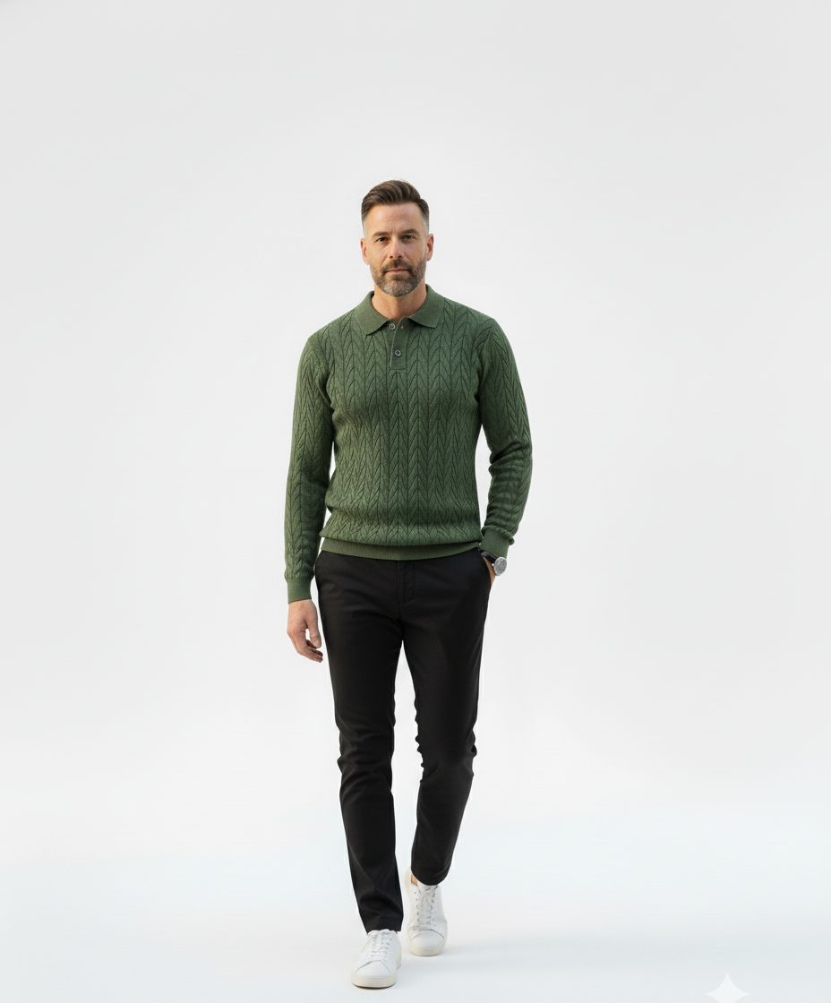 Green Buttoned Knit Polo – Alter Ego