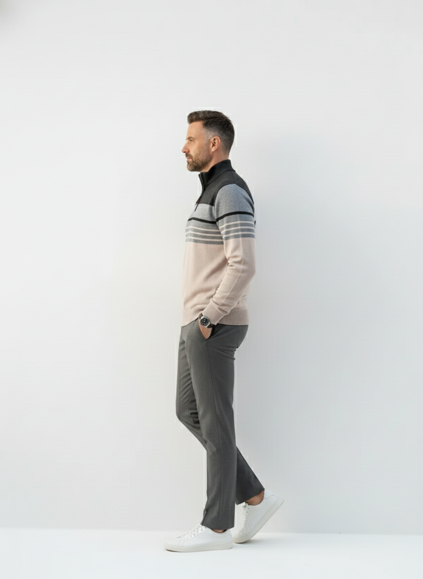 Regent Striped Half-Zip Sweater – Alter Ego