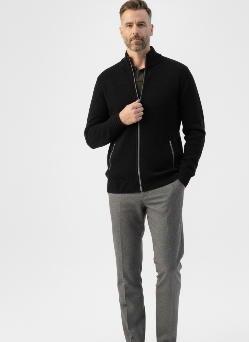 Ribbed Knit Sweater Jacket with Faux Fur Collar – Alter Ego