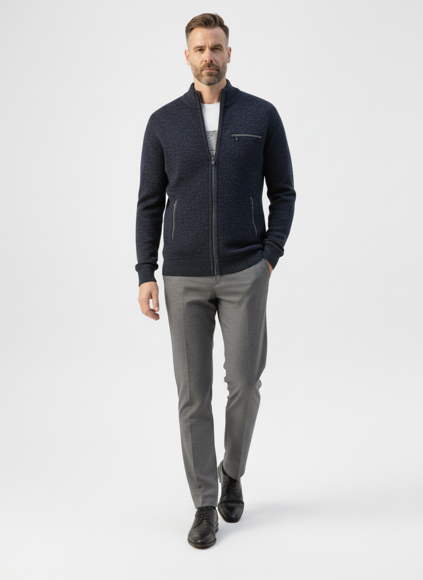 Ribbed Knit Sweater Jacket with Faux Fur Collar – Alter Ego