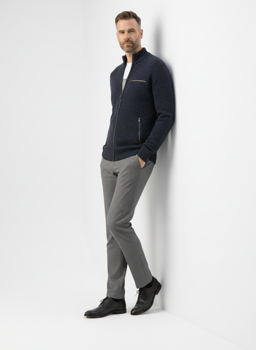 Ribbed Knit Sweater Jacket with Faux Fur Collar – Alter Ego