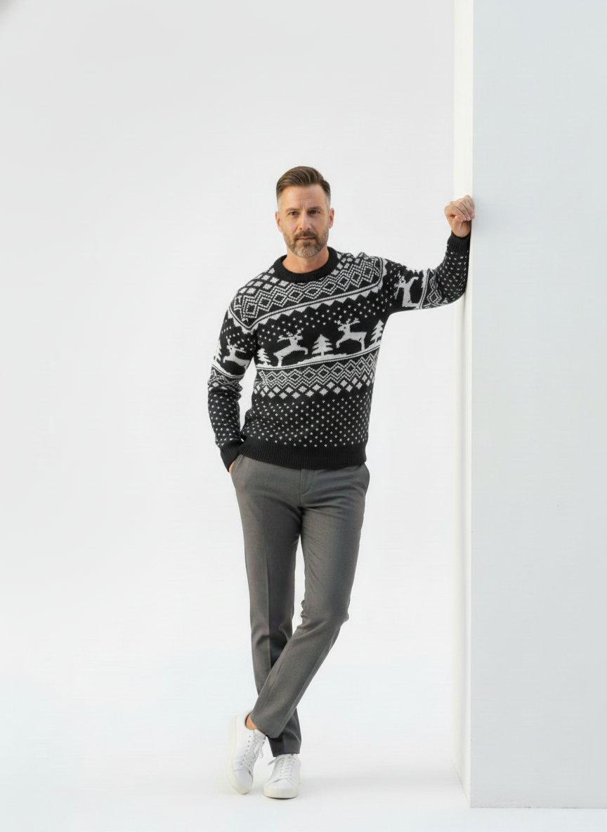 Heritage Elk & Geo Pattern Sweater – Alter Ego
