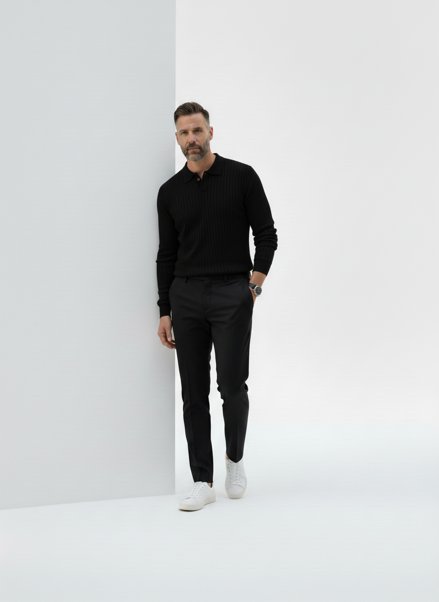 Knightsbridge Ribbed Knit Polo – Alter Ego