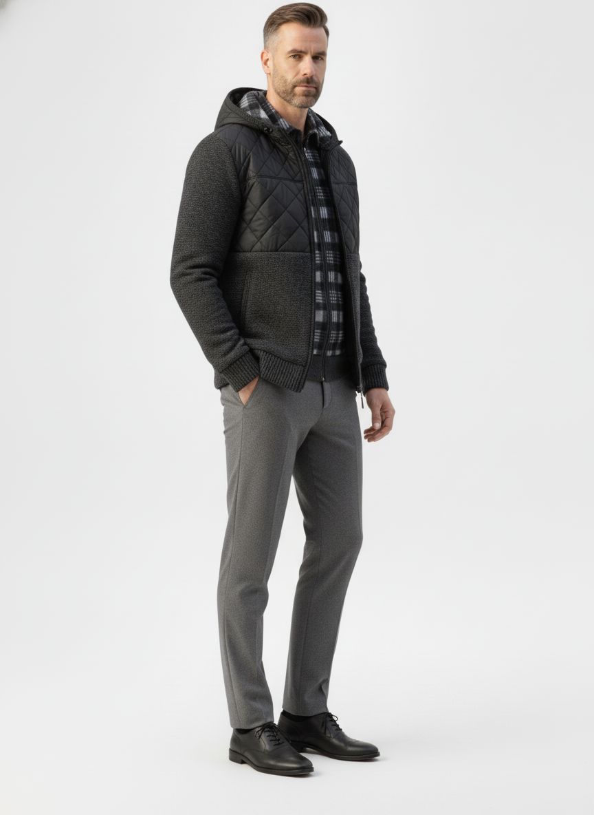 Quilted Faux Leather Hooded Cardigan – Alter Ego