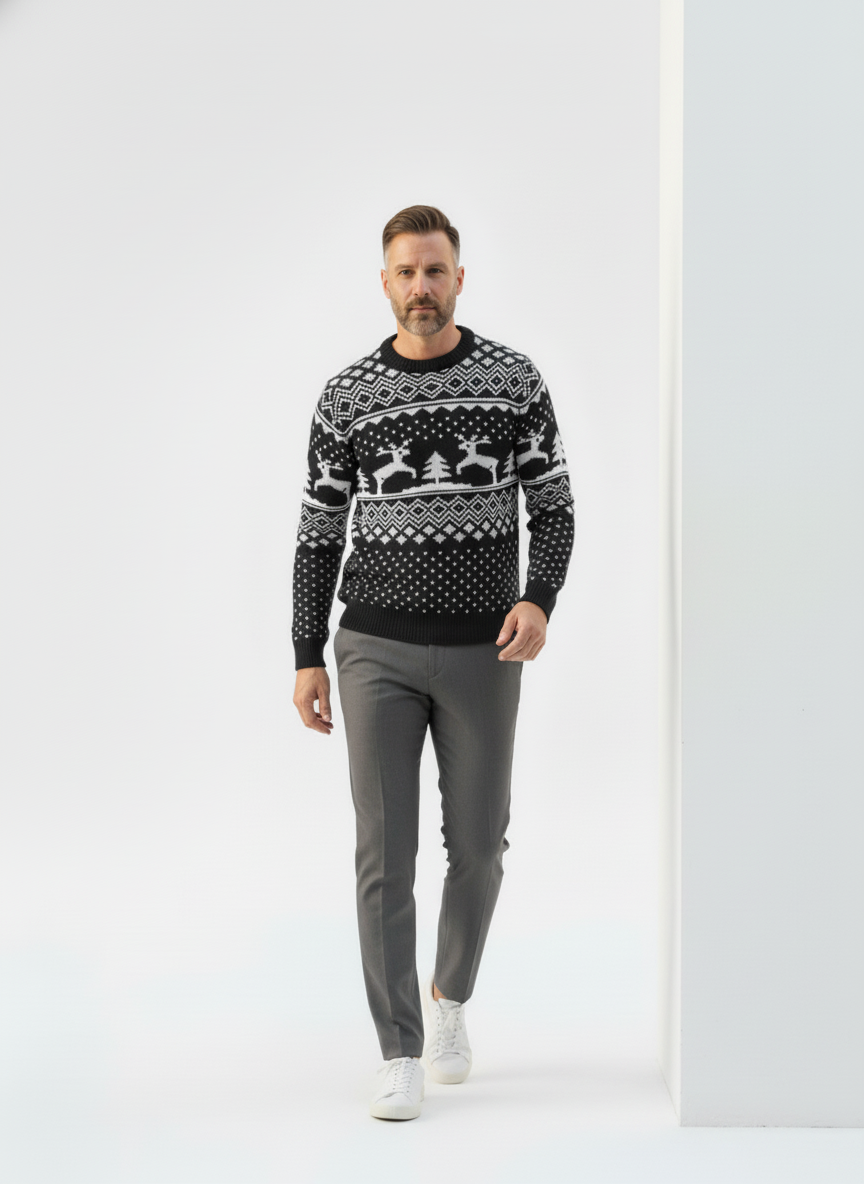 Heritage Elk & Geo Pattern Sweater – Alter Ego