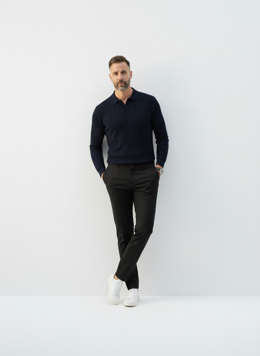 Knightsbridge Ribbed Knit Polo – Caspian's