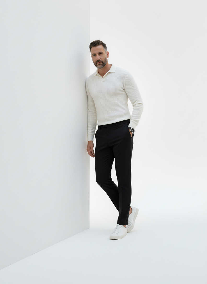 Knightsbridge Ribbed Knit Polo – Alter Ego