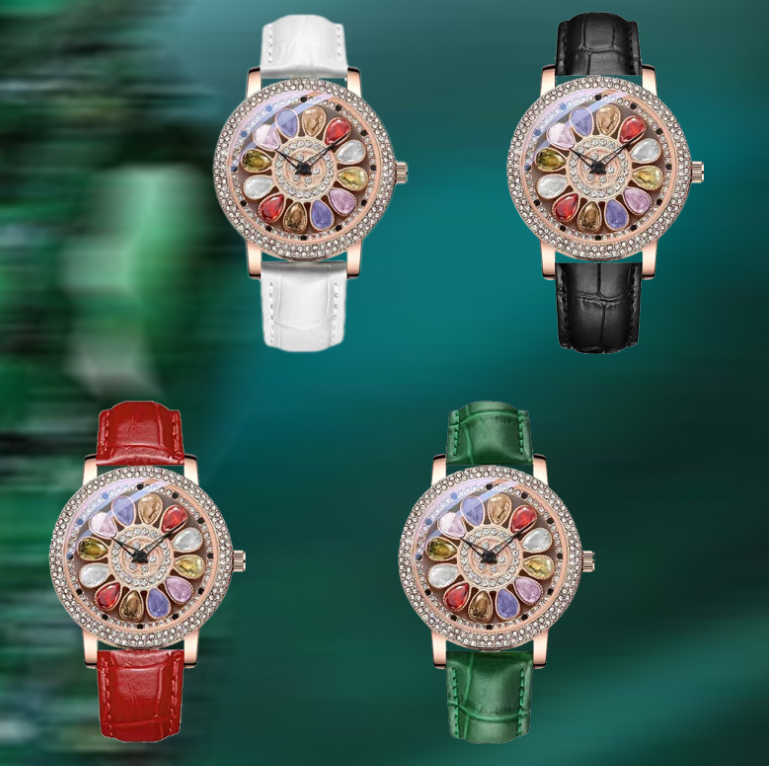 [🎁Tolles Geschenk] Edelstein-Lucky-Spin-Quarzuhr⌚