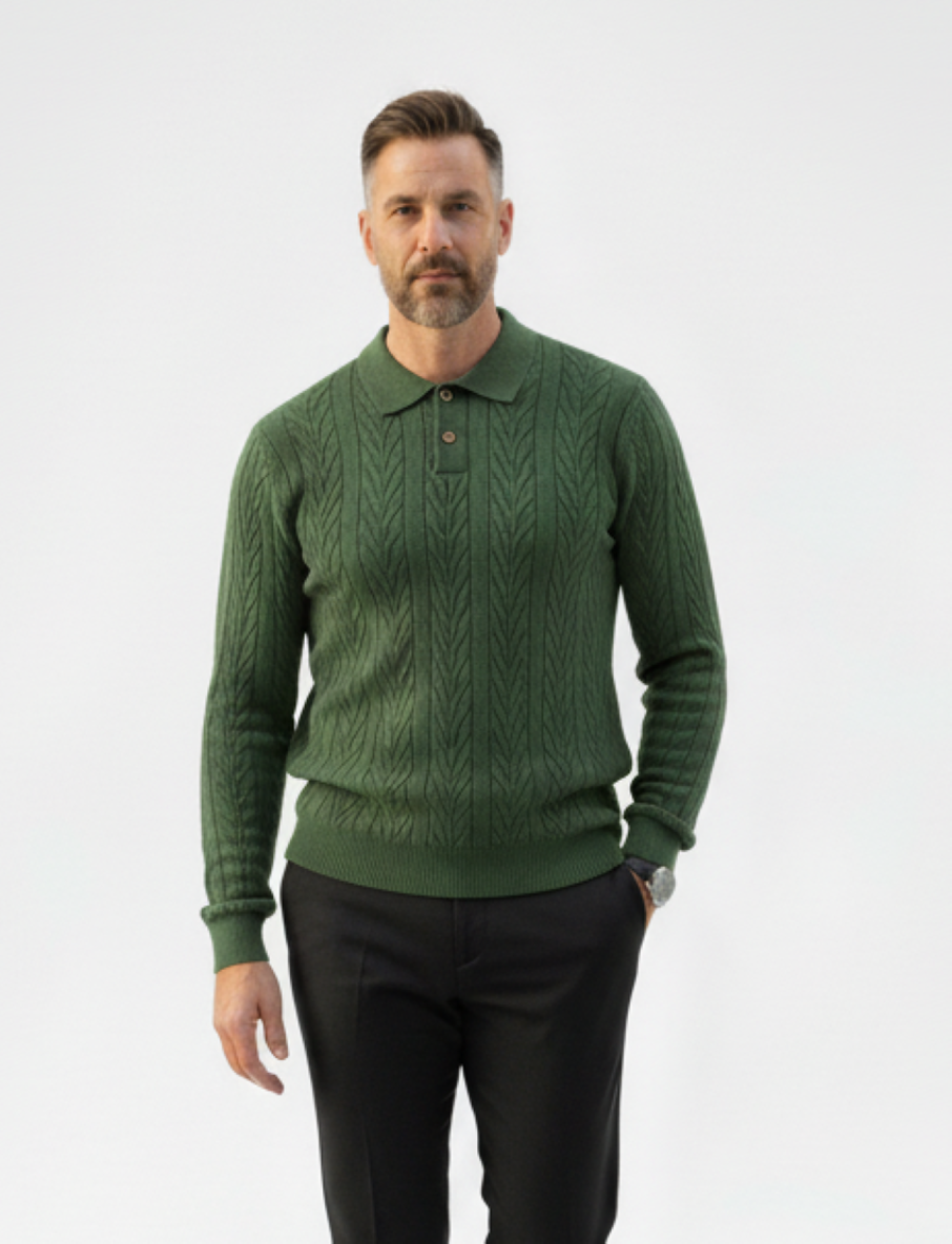 Green Buttoned Knit Polo – Alter Ego