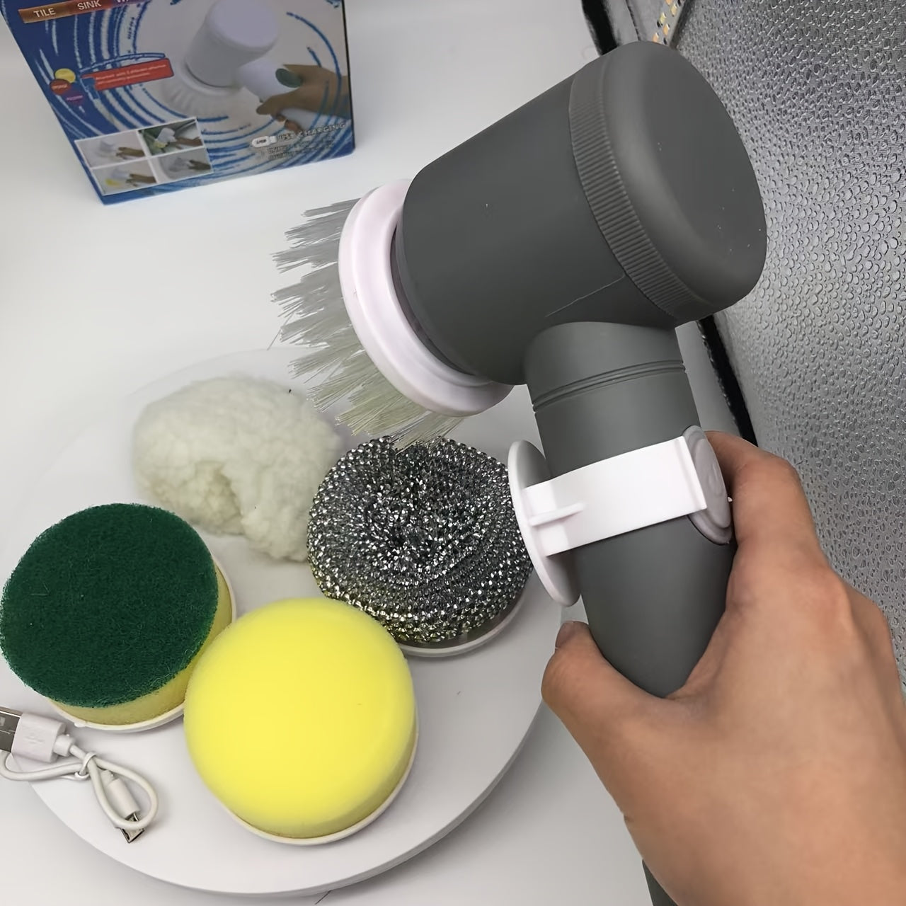 (5 in 1) Elektrische Multifunktions-Reinigungsbürste. Geeignet für Küche, Bad und Balkon