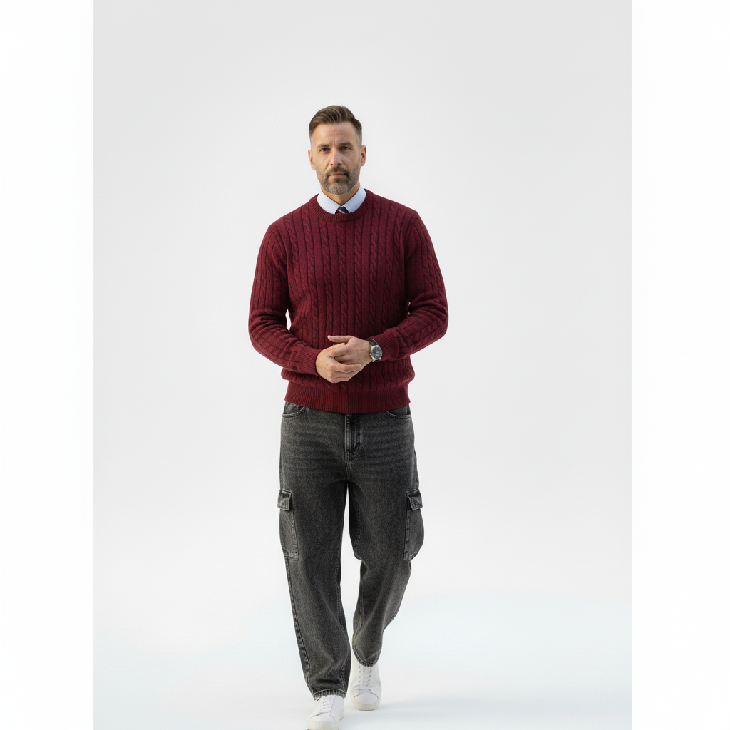 Cable Knit Crew Neck Sweater – Caspian's