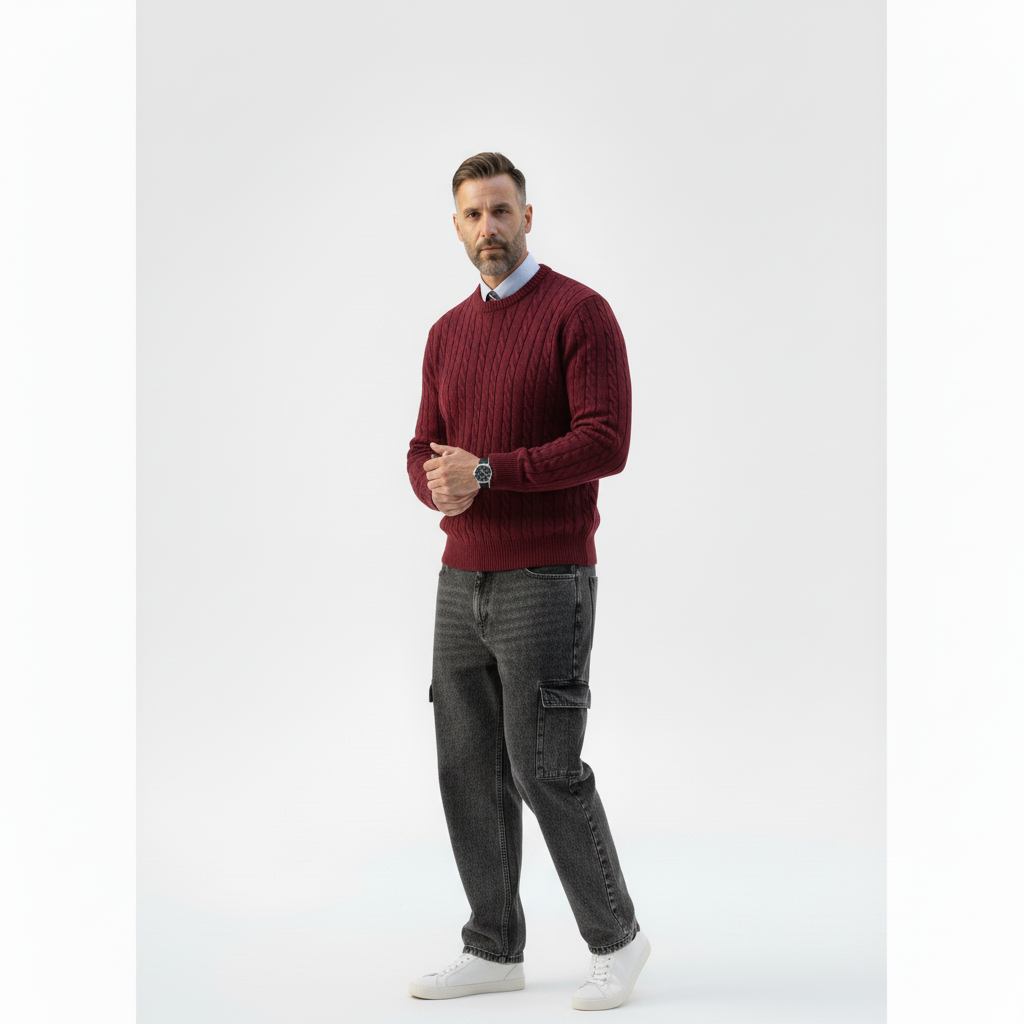 Cable Knit Crew Neck Sweater – Caspian's