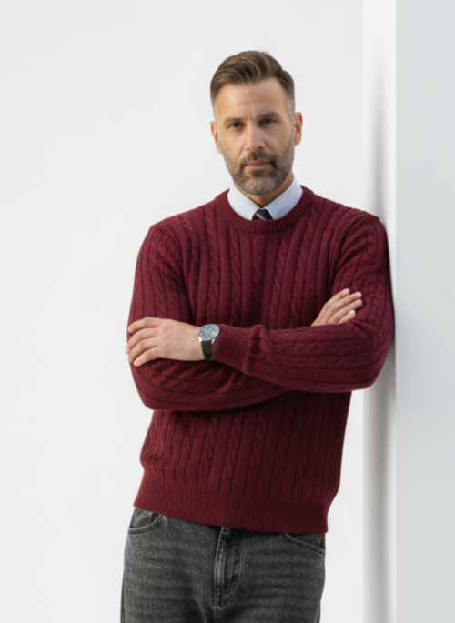 Cable Knit Crew Neck Sweater – Caspian's