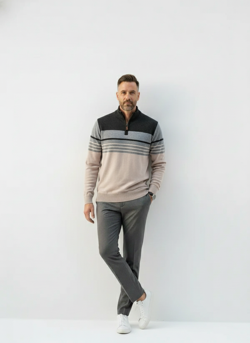 Regent Striped Half-Zip Sweater – Caspian's