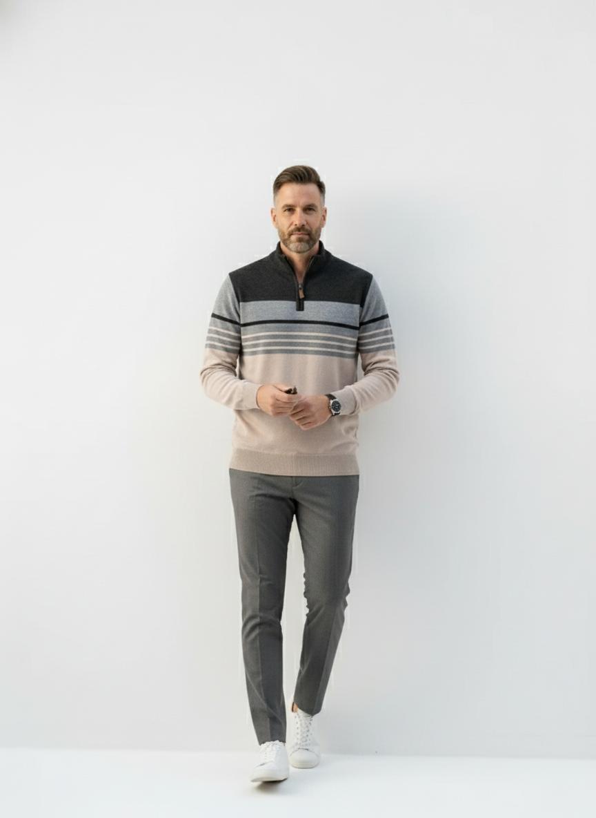 Regent Striped Half-Zip Sweater – Alter Ego