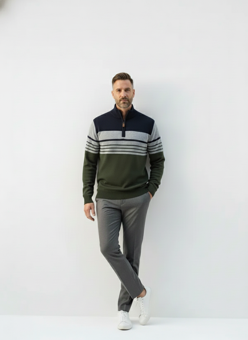 Regent Striped Half-Zip Sweater – Caspian's