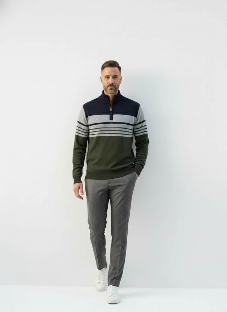 Regent Striped Half-Zip Sweater – Alter Ego