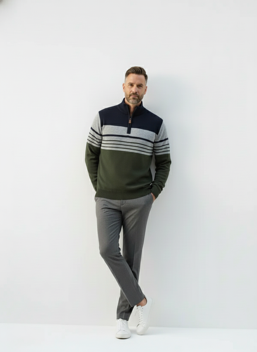 Regent Striped Half-Zip Sweater – Alter Ego