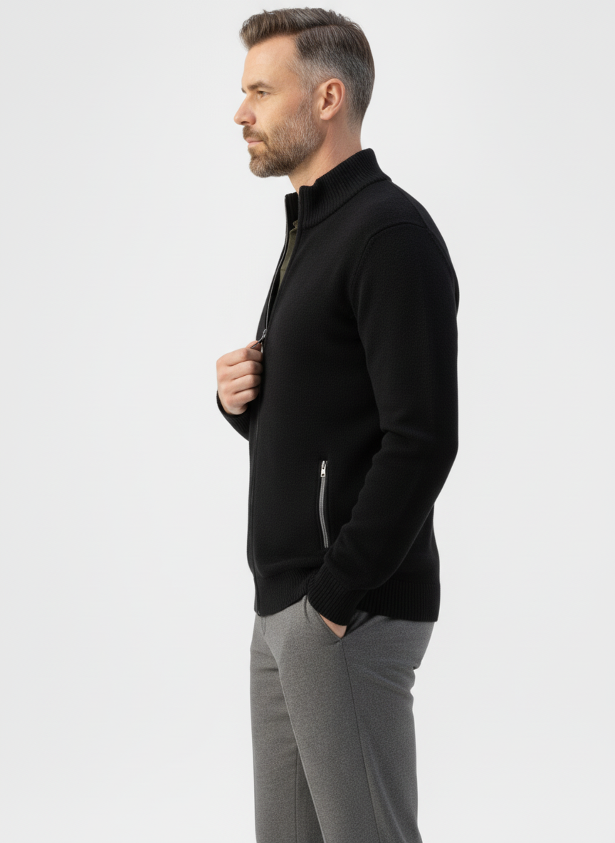 Ribbed Knit Sweater Jacket with Faux Fur Collar – Alter Ego