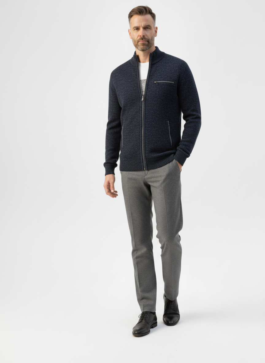 Ribbed Knit Sweater Jacket with Faux Fur Collar – Alter Ego