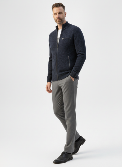 Ribbed Knit Sweater Jacket with Faux Fur Collar – Caspian's