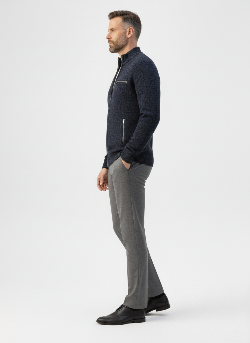 Ribbed Knit Sweater Jacket with Faux Fur Collar – Caspian's