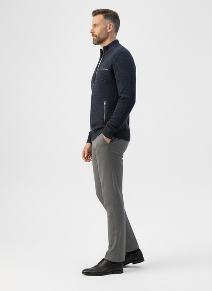 Ribbed Knit Sweater Jacket with Faux Fur Collar – Caspian's