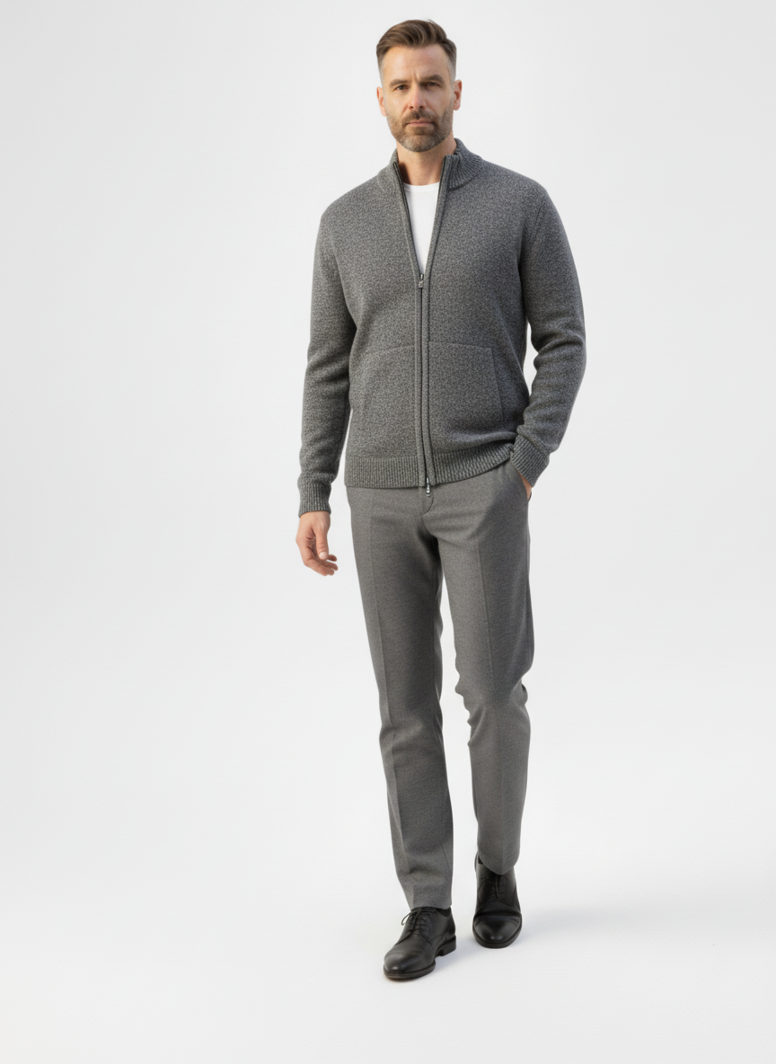 Ribbed Knit Sweater Jacket with Faux Fur Collar – Caspian's