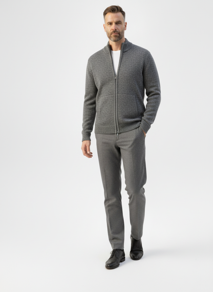 Ribbed Knit Sweater Jacket with Faux Fur Collar – Caspian's