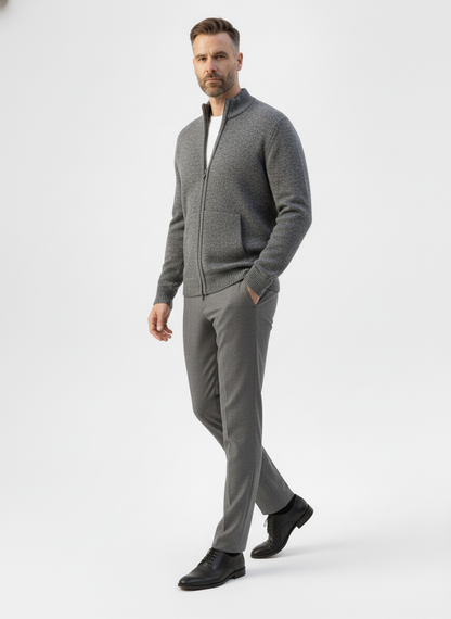 Ribbed Knit Sweater Jacket with Faux Fur Collar – Caspian's