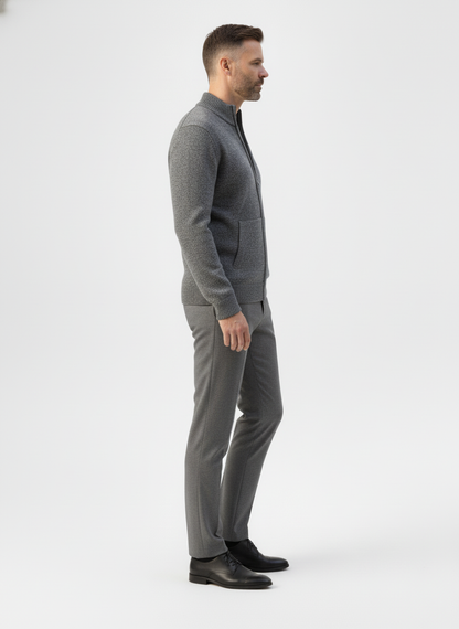 Ribbed Knit Sweater Jacket with Faux Fur Collar – Caspian's