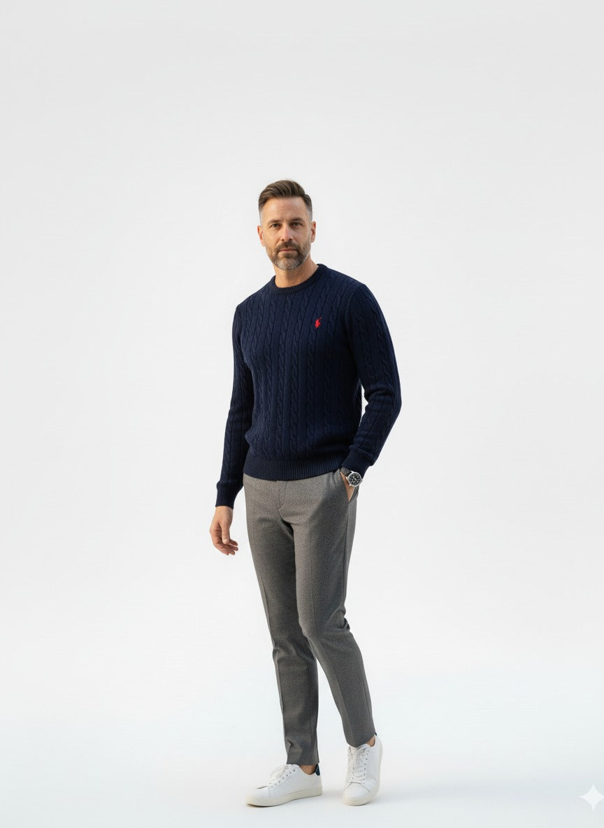 Cotton Crew Neck Pullover Sweater - AlterEgo