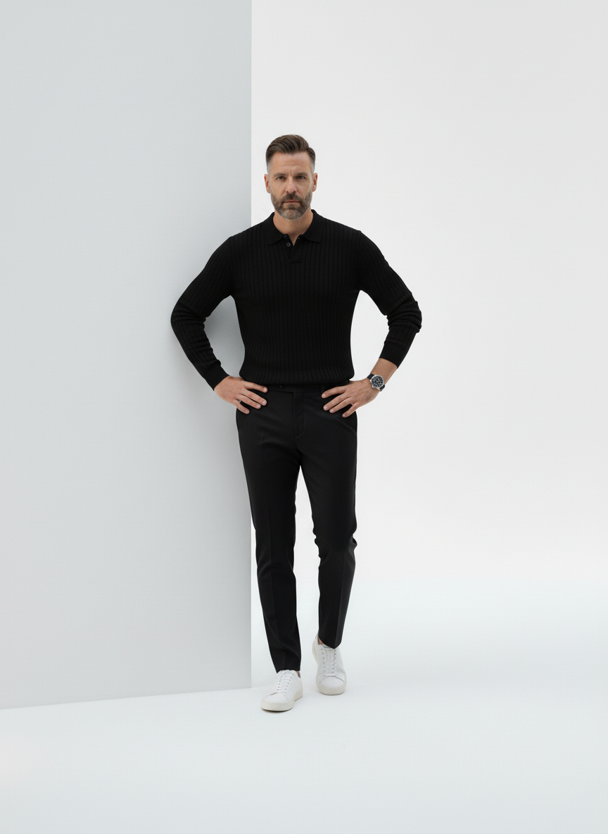 Knightsbridge Ribbed Knit Polo – Caspian's