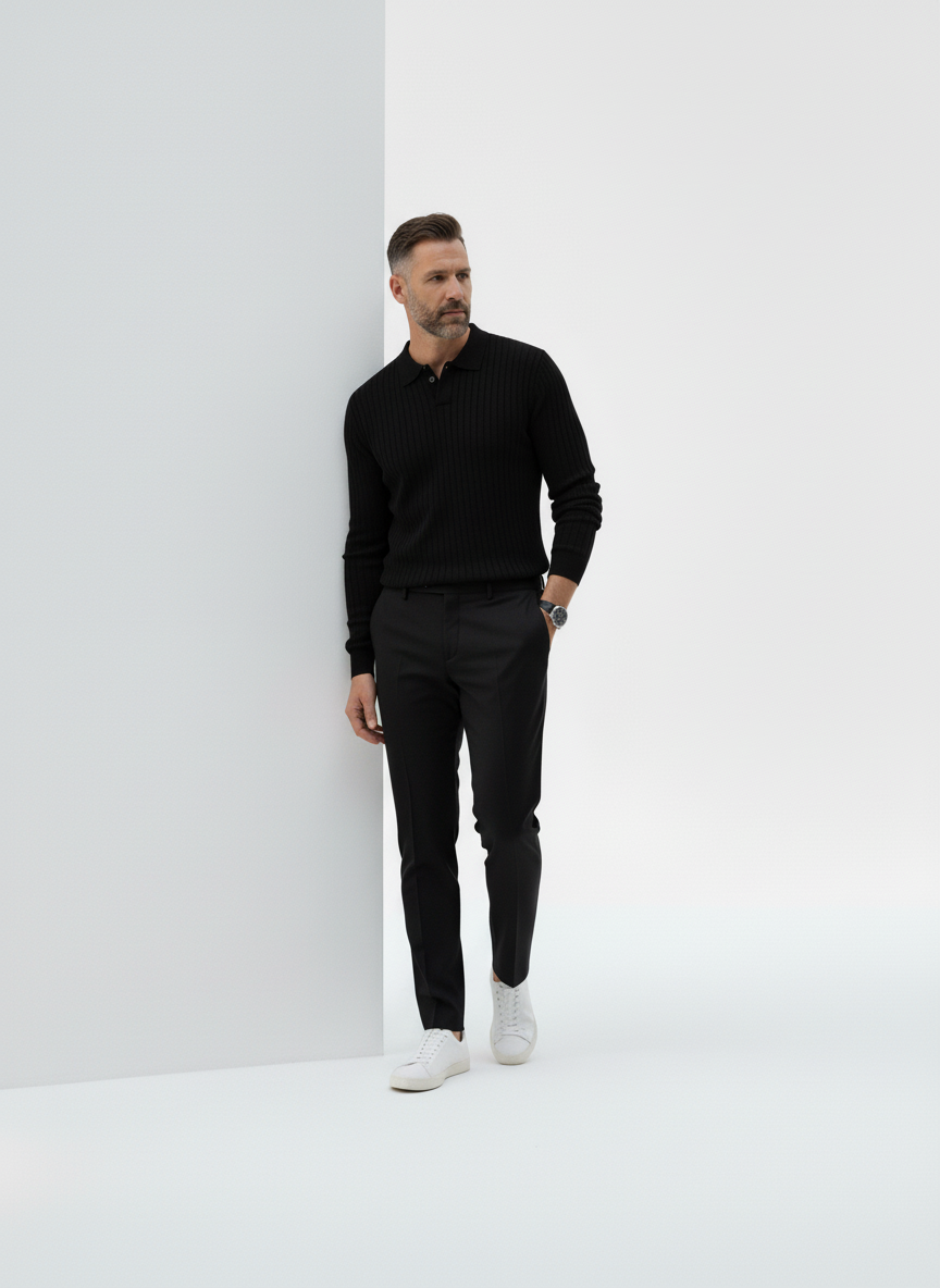 Knightsbridge Ribbed Knit Polo – Alter Ego
