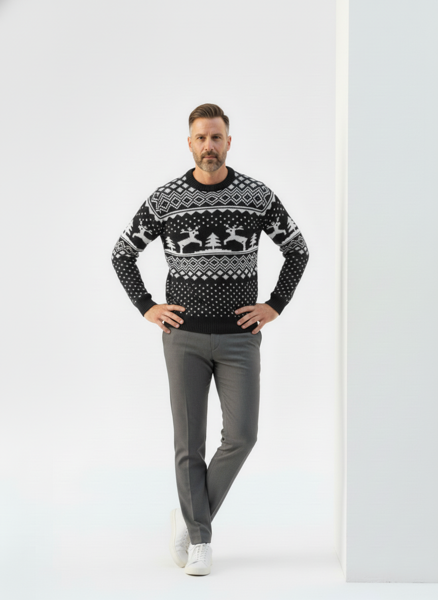 Heritage Elk & Geo Pattern Sweater – Alter Ego