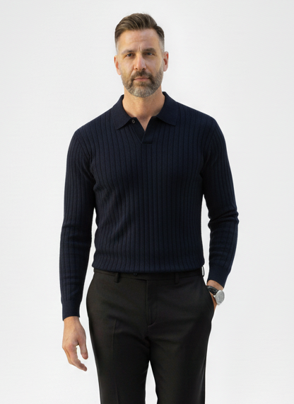 Knightsbridge Ribbed Knit Polo – Caspian's