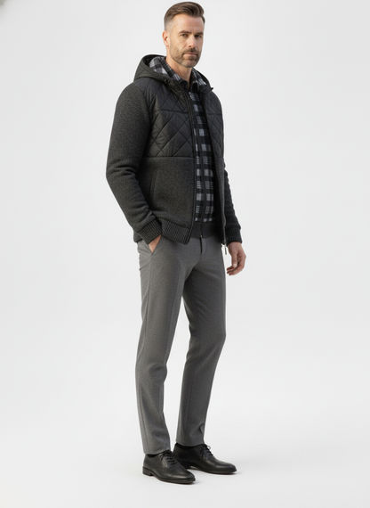 Quilted Faux Leather Hooded Cardigan – Caspian's