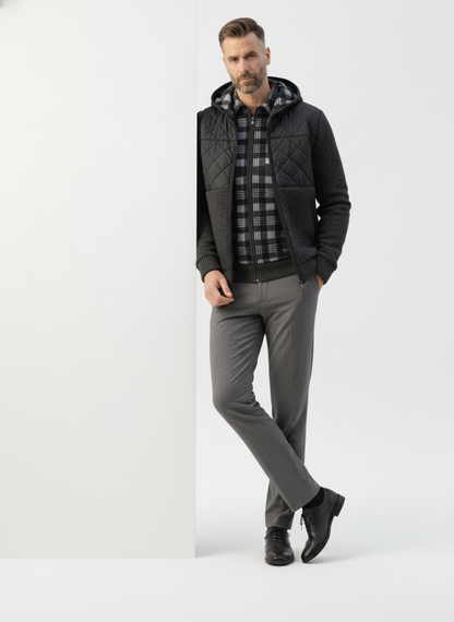 Quilted Faux Leather Hooded Cardigan – Caspian's