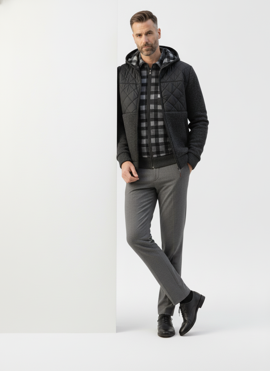 Quilted Faux Leather Hooded Cardigan – Alter Ego