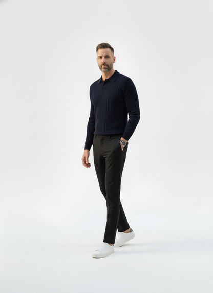 Knightsbridge Ribbed Knit Polo – Caspian's