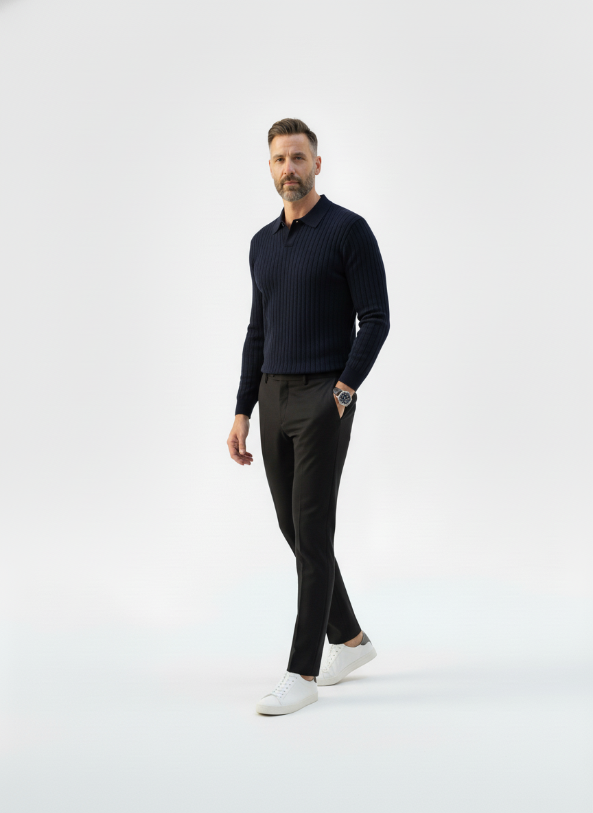 Knightsbridge Ribbed Knit Polo – Alter Ego