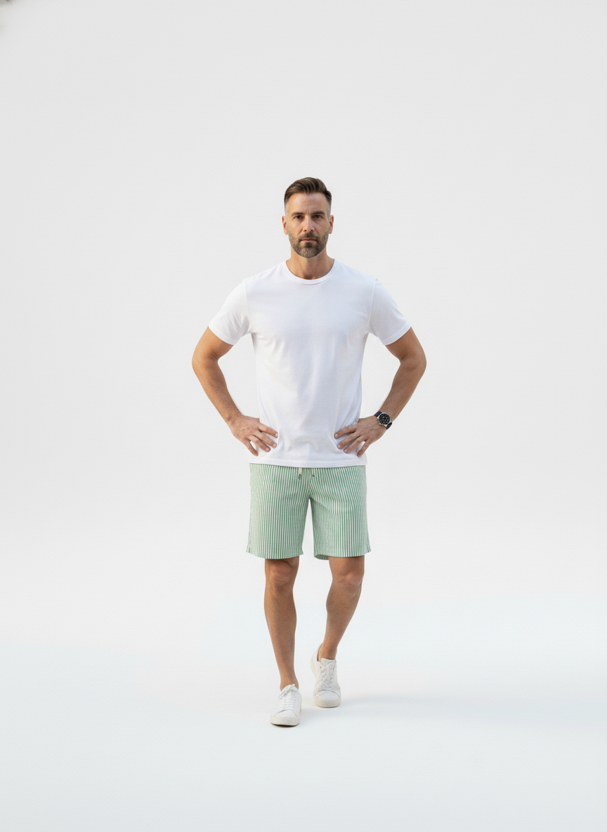 Vertical Striped Drawstring Swim Trunks – Alter Ego