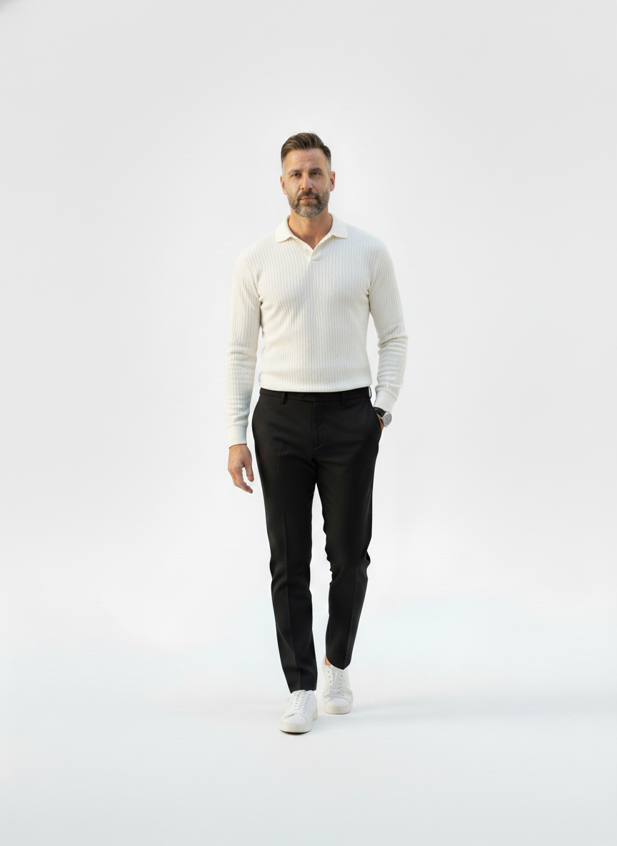 Knightsbridge Ribbed Knit Polo – Caspian's