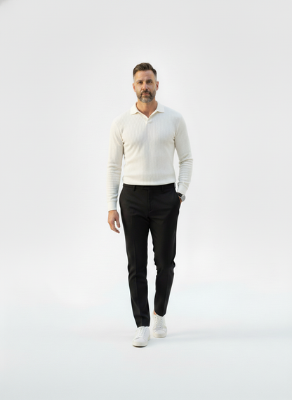 Knightsbridge Ribbed Knit Polo – Caspian's