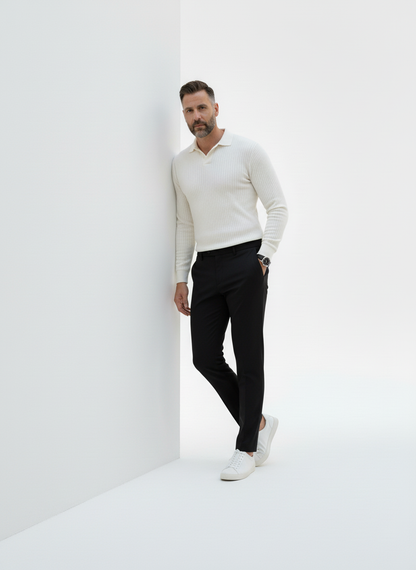 Knightsbridge Ribbed Knit Polo – Caspian's