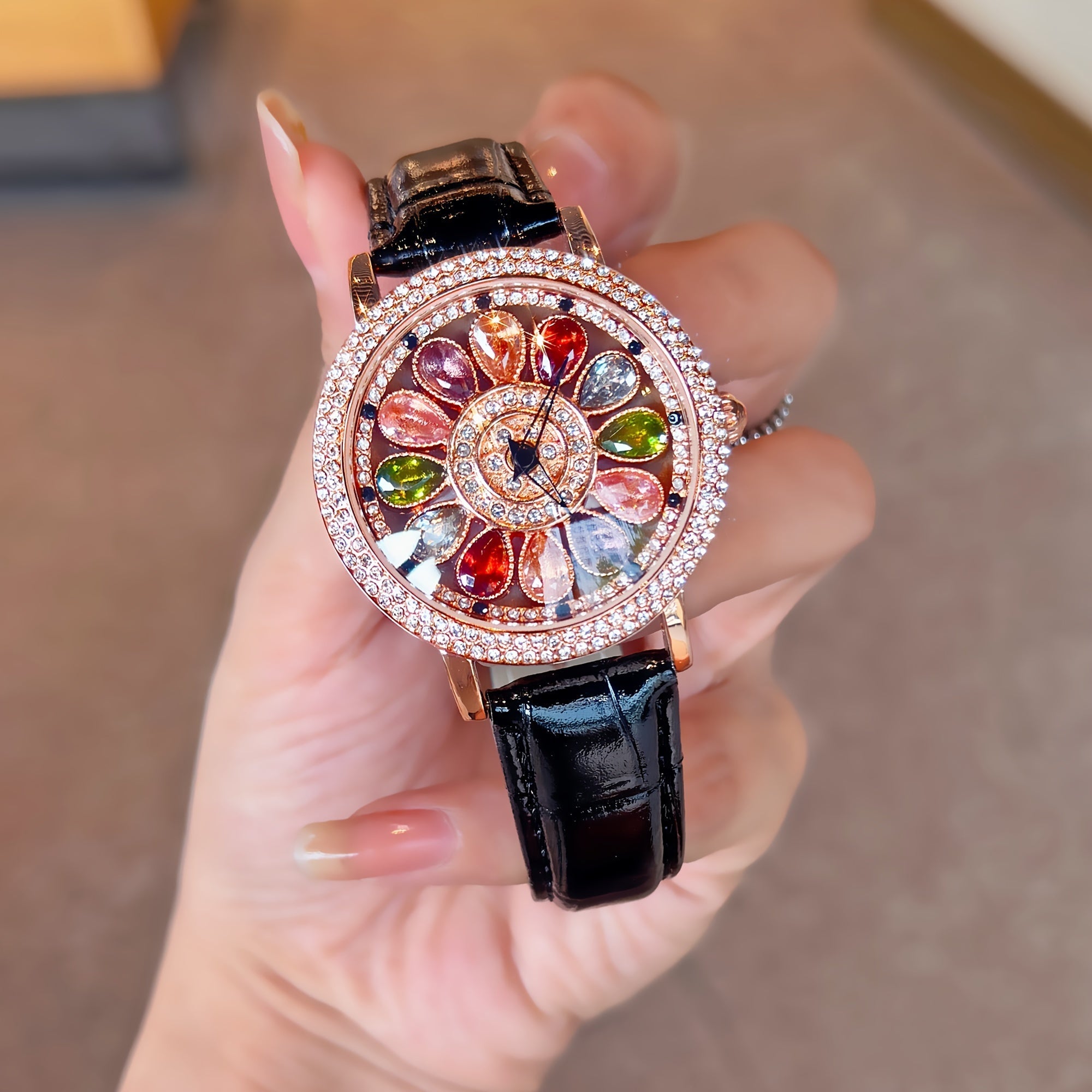 [🎁Tolles Geschenk] Edelstein-Lucky-Spin-Quarzuhr⌚