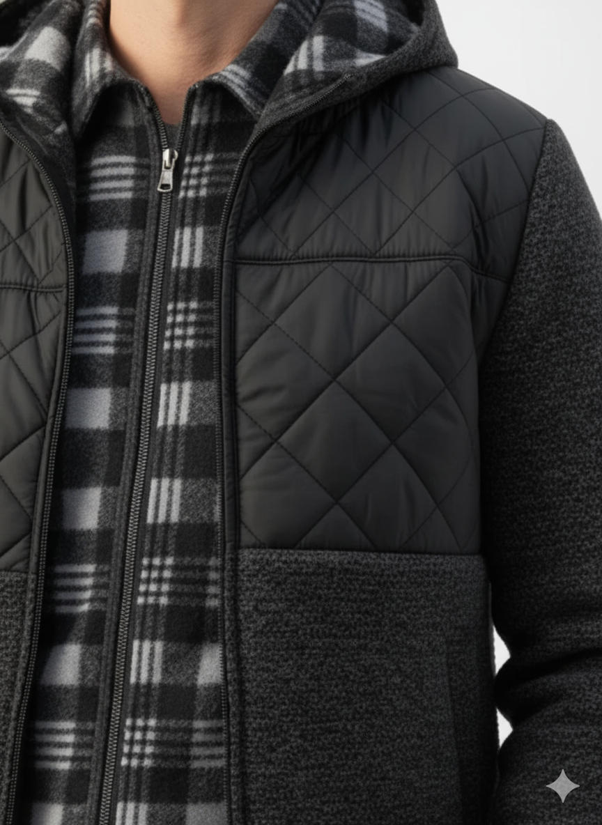 Quilted Faux Leather Hooded Cardigan – Caspian's